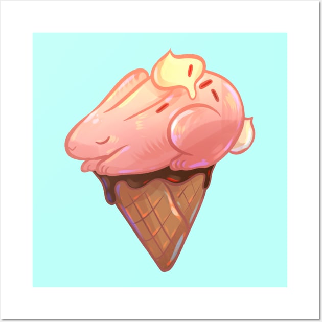 Strawberry Bunny Cone Wall Art by Claire Lin